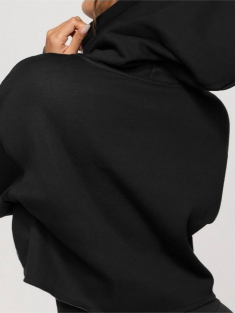 YITTY Black Cropped Hoodie with Drawcord - Picture 2 of 11